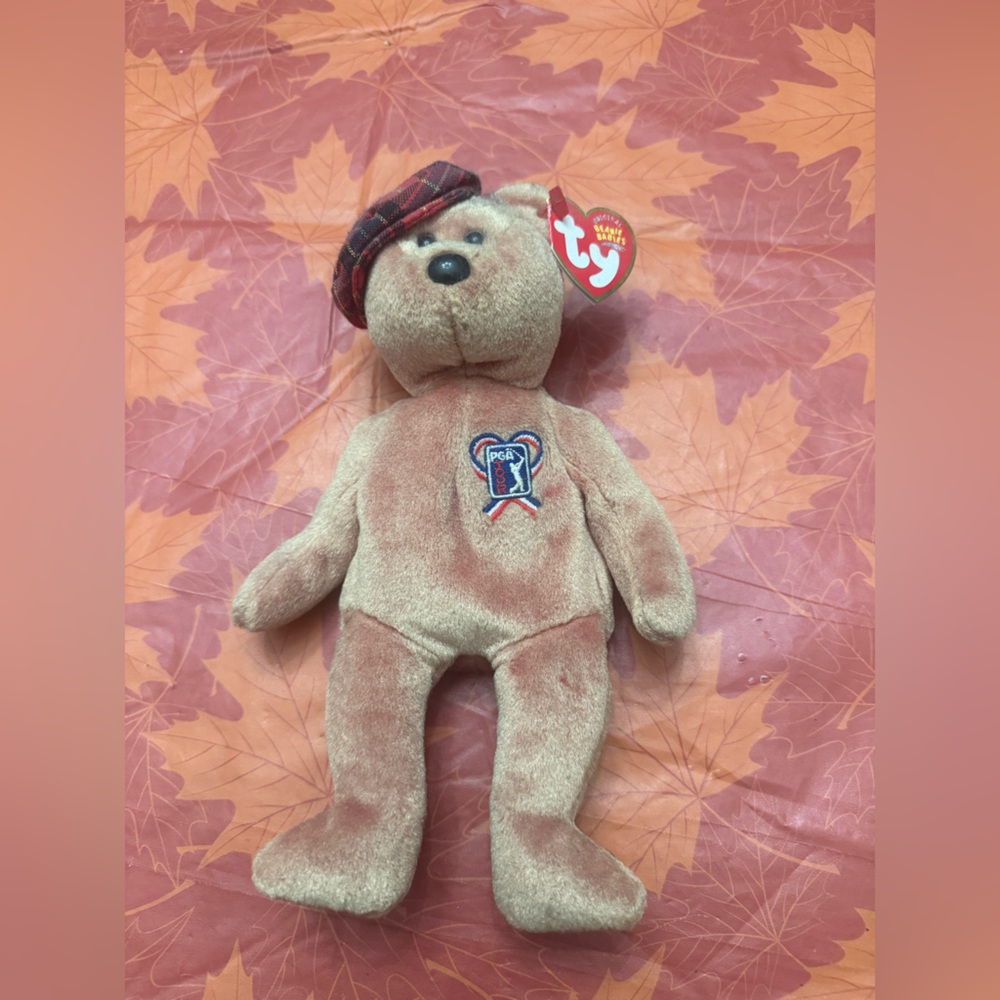 Ty Beanie Baby Bear with Plaid Hat